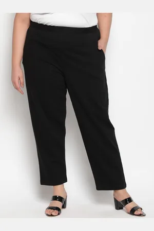 Amydus Women Plus Size Black Wool Trousers
