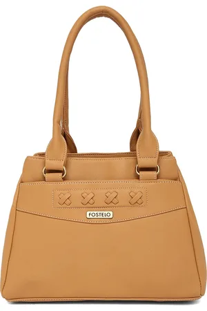 FOSTELO Beige PU Structured Shoulder Bag