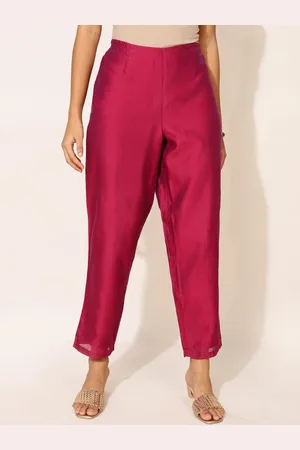 Fabindia Women Fuchsia Comfort Regular Fit Cotton Trousers
