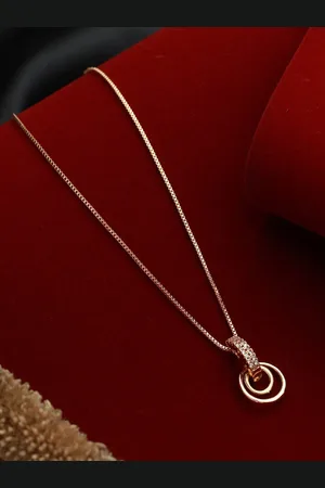 Priyaasi Gold-Toned Dual Rings American Diamond Gold Plated Chain