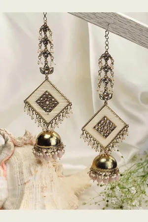 Priyaasi Women Pink Contemporary Jhumkas Earrings