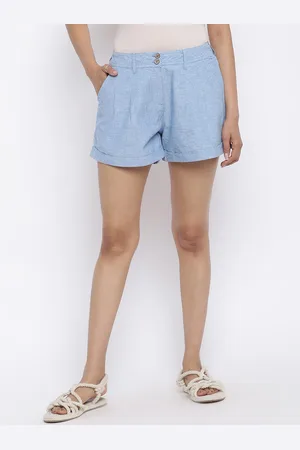 Fabindia Women Turquoise Blue Shorts