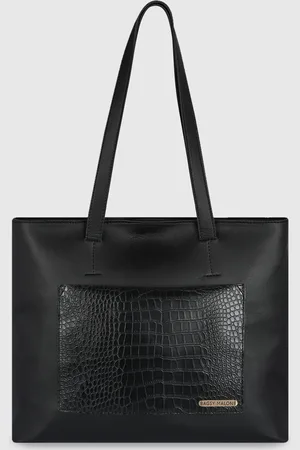 Bagsy Malone Textured Structured Tote Bag with Cut Work Handbags