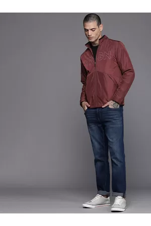 WROGN Men Maroon Puffer Slim-Fit Solid Jacket