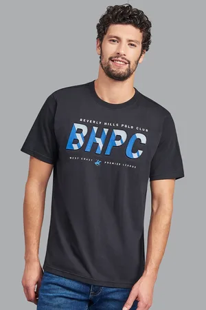 Beverly Hills Polo Club Men Black & Blue Typography Printed Cotton T-shirt