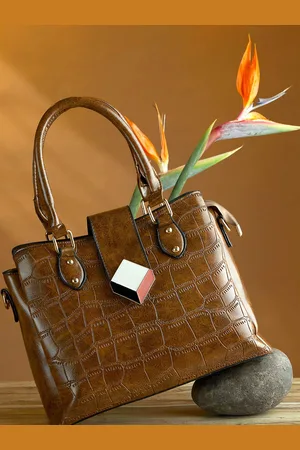Campus Sutra Brown Textured PU Structured Hobo Bag