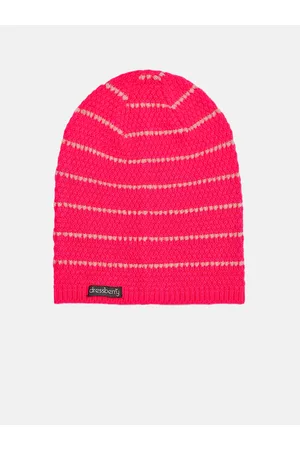 DressBerry Women Pink & White Self Design Beanie