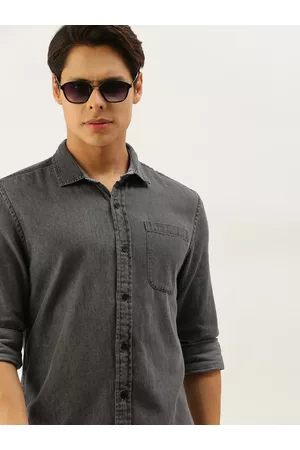 Invictus Men Grey Solid Casual Shirt