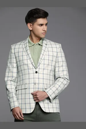 Louis Philippe Men Checked Single-Breasted Slim-Fit Blazer