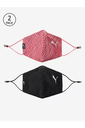 PUMA Unisex Pack of 2 Pcs Black & Pink Reusable 5-Ply Protective Outdoor Masks