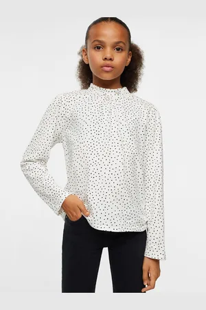 MANGO Girls Printed High Neck Pure Cotton Sustainable T-shirt