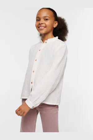 MANGO Girls Pure Cotton Sustainable Dobby Weave Shirt