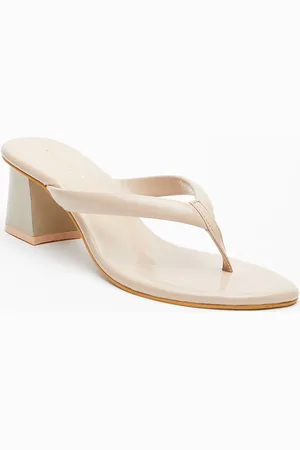 Tokyo Talkies Beige Open Toe Block Heels