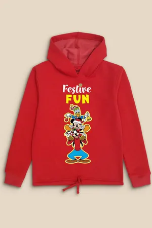 Kidsville Kids Girls Christmast Mickey & Friends Printed Hoodie Sweatshirts