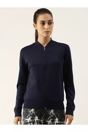 ENAMORA Women Navy Blue Lightweight Antimicrobial Outdoor Bomber Jacket