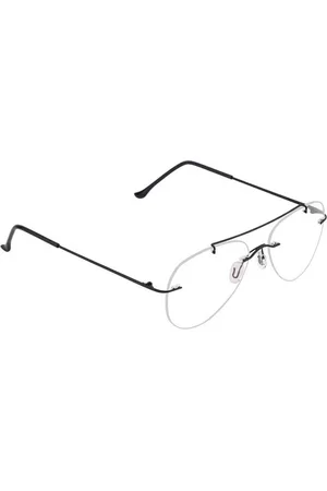 Optify Unisex Clear Lens & Black Aviator Sunglasses with UV Protected Lens