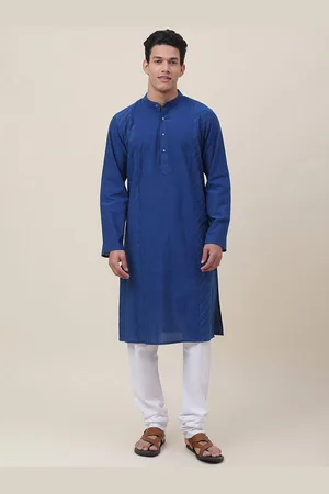 Fabindia Men Striped Woven Design Panelled Cotton Kurta