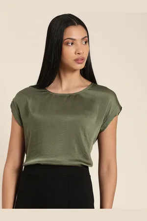 Invictus Women Olive Green Solid Regular Top