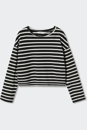 MANGO Girls Striped Sustainable Pure Cotton T-shirt