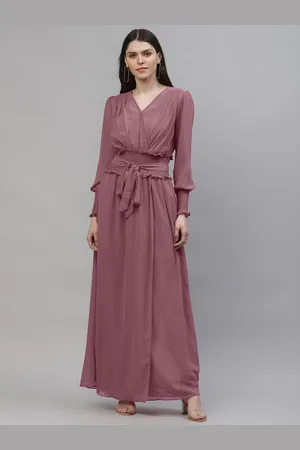 ATHENA Women Mauve Solid Maxi Dress