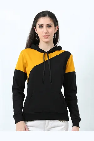 Fleximaa Women Colourblocked Hooded Cotton Sweatshirt