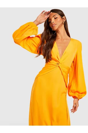 Boohoo Twisted Detail Balloon Sleeves Maxi Dress