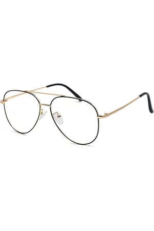 Optify Unisex Clear Lens & Black Aviator Sunglasses with UV Protected Lens