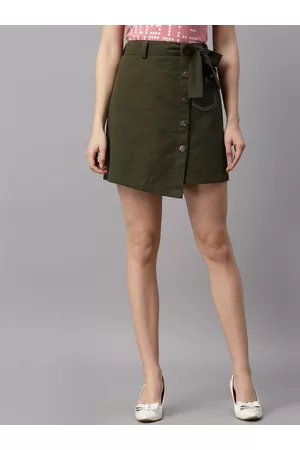 NEUDIS Women Pure Cotton Twill Mini Straight Skirt