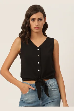 KENDALL + KYLIE Women Black V-Neck T-shirt