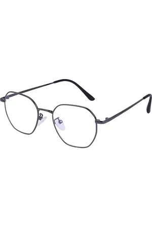 Optify Unisex Clear Lens & Gunmetal-Toned Round Sunglass