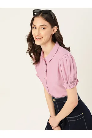DressBerry Women Solid Puff Sleeves Shirt Style Top