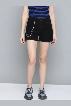 Kook N Keech Women Black Denim Shorts