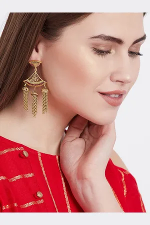 PANASH Women Gold-Toned Contemporary Drop Earrings