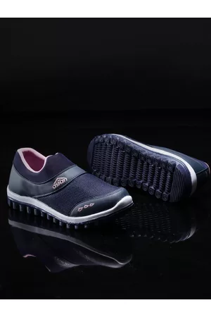 ASIAN Women Navy Blue & Pink Mesh Slip On Running Shoes
