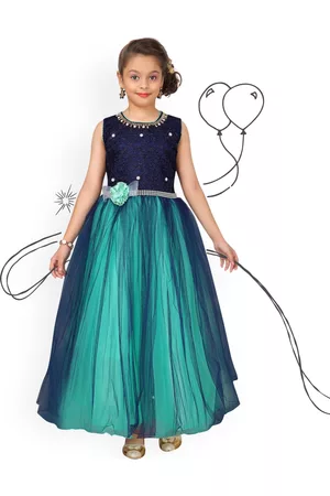 Aarika Girls Green Embellished Maxi Dress