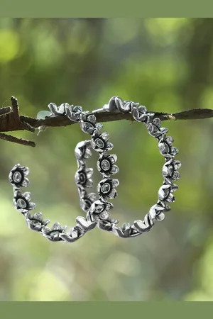 Adwitiya Collection Silver-Toned Contemporary Half Hoop Earrings