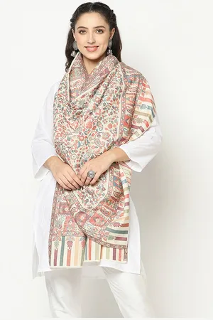 La Vastraa Women White Woven Design Shawl