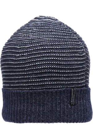 513 Clothing Men Navy Blue Self Design Acrylic Beanie