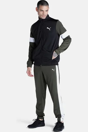 PUMA Men Black & White Printed Mid-Rise CR Tracksuit III