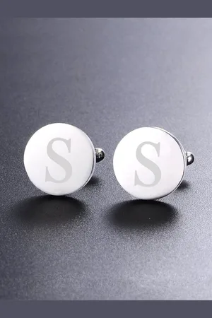 Yellow Chimes Silver-Toned & Rhodium-Plated Round Cufflinks