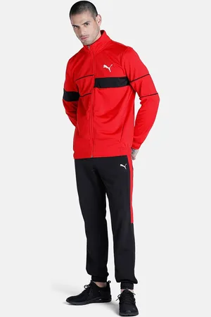 PUMA Men Red & Black Colourblocked Regular Fit Tracksuits