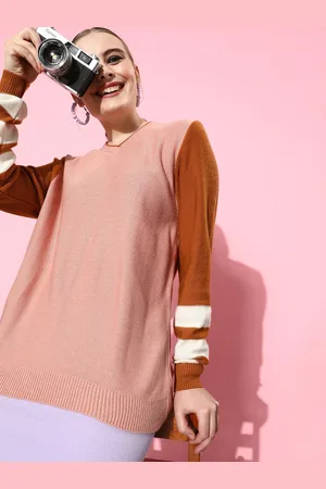 Mast & Harbour Women Dusty Pink College Cool Whipped for Varsity Pullover
