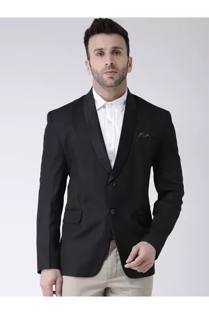 Hangup Men Black Solid Tuxedo Blazer