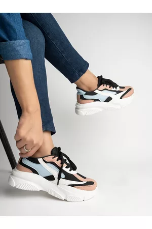 Shoetopia Women Black Colourblocked Sneakers