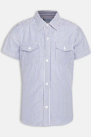 Oxolloxo Boys Blue and White Striped Casual Shirt