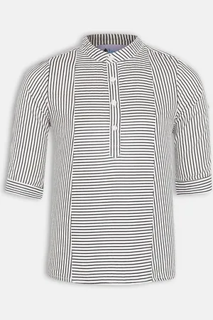 Oxolloxo Boys Grey and Black Striped Casual Shirt