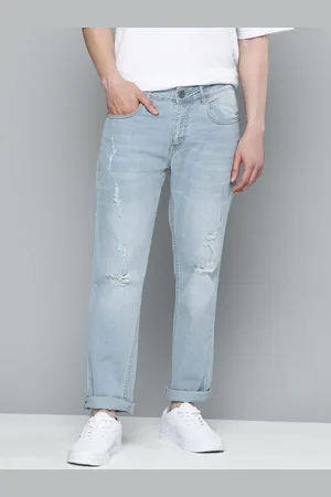 Mast & Harbour Men Slim Fit Ripped Light Fade Stretchable Jeans