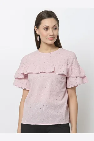 Gipsy Women Pink Self Design Embroidered Top
