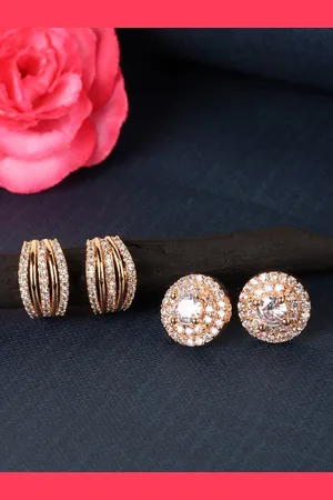 JEWELS GEHNA Gold-Toned Contemporary Pack Of 2 Studs Earrings