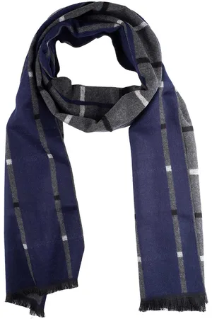 The Tie Hub Men Grey & Blue Striped Woolen Scarf